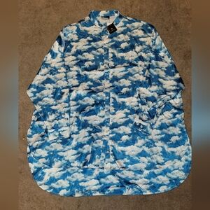 Blue Cloud Print Women's Baggy Top